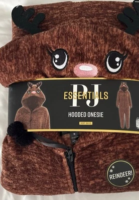 Hooded One Piece REINDEER Pajamas  size XL Unisex Costume PJ Essentials - Image 1 of 4