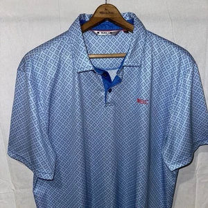 Black Clover Live Lucky Performance Polo Size XL Blue Geometric Print - Picture 1 of 16