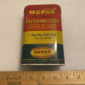 Vintage Tin Litho Mopar Wax Treated Polishing Cloth Part No. 1316-224 - VC-444 - Picture 1 of 10