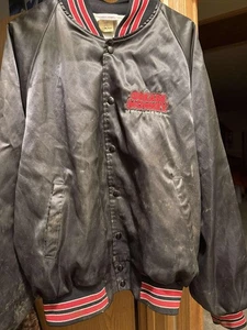 Grease Monkey Lube & Oil Satin Bomber Jacket XL 80s Vintage Hartwell Sports 5652 - Picture 1 of 5