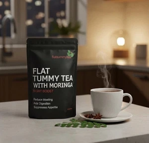 Flat Tummy Tea With Moringa Night Boost 28 Tea Bags Slim Tea For Dieting! USA - Picture 1 of 3