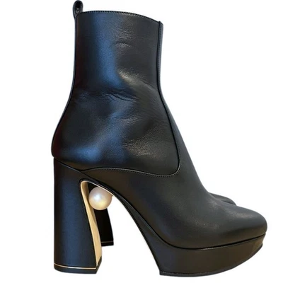 Nicholas Kirkwood Annabel Botas Plataforma Cuero Negro Perla 38 Foto 1 de 4