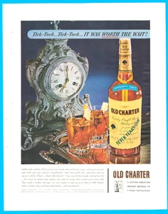 Old Charter Whiskey liquour Louisville distillery clock vintage print ad 1942 - Picture 1 of 4