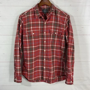 J. Crew Sporting Goods Mens Red Plaid Cotton Shirt Sz Lg Long Sleeve Button Up - Picture 1 of 9
