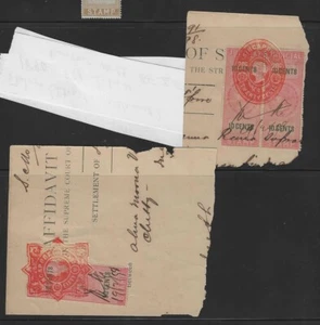 SINGAPORE EMBOSSED ON STRAITS SETTLEMENT JUDICIAL STAMP USED ON PART DOCS - Picture 1 of 1