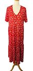 Cerulean Blue Diamond Red Floral Long Dress Size 18