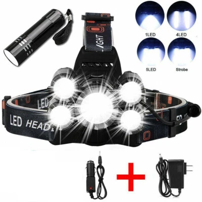 EBEYEXPRESS LED Headlamp 5 Head Headlight Flashlight Torch Light