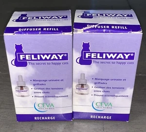 A9 NOS 2 FELIWAY DIFFUSER REFILL RECHARGE CALM HARMONY CAT CEVA 48ml 11/2014 - Picture 1 of 11