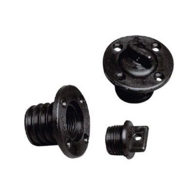 Nuova Rade Round Black Drain Socket With 4-Holes and Plug/Bung Dinghy Boating J3