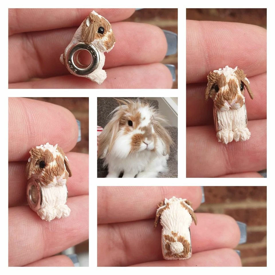 Berloque personalizado de contas para animais de estimação joia pulseira presente cachorro coelho coelho  - Imagem 1 de 4