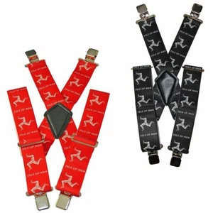 Bike It Isle Of Man Duty Elasticated Braces Motorcycle Motorbike Black Red - Picture 1 of 2