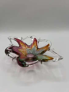 Murano Art Blown Glass Multicolored Star Free Form Bowl/Dish - Picture 1 of 10