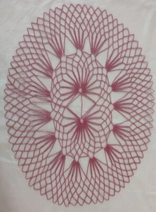 6 Vintage Mauve Crocheted Table Place Mat Doilies  18"x13.5" - Picture 1 of 4