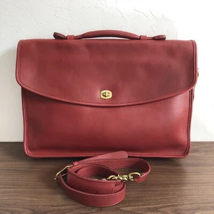 Coach 5265 Vintage Lexington Cherry Red Leather Turnlock Briefcase/Laptop Bag - Picture 1 of 24