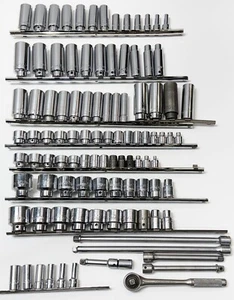 102 Pc. Mac Tools HUGE 3/8" & 1/2" socket Set Lot SAE Metric Deep Must SEE@@@@@ - Picture 1 of 23