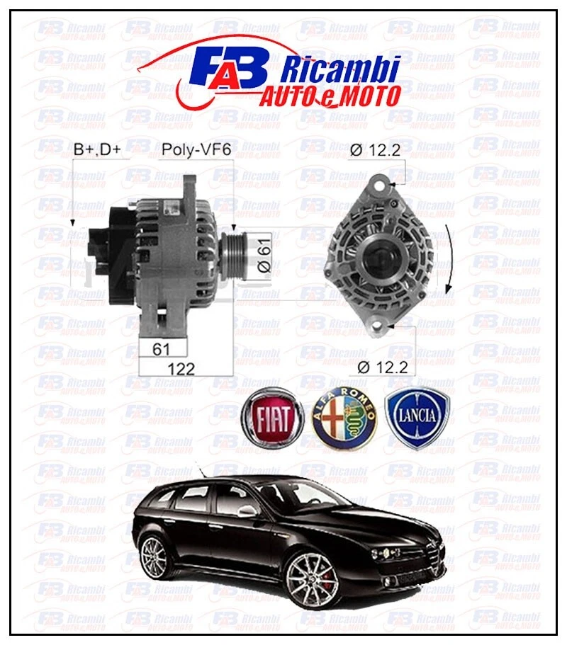 ALTERNATORE ALFA ROMEO 159 1.9 JTDM 8V & 16V - 210665A - Immagine 1 di 1
