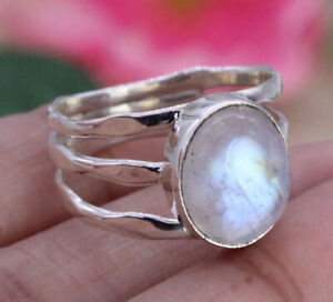 Natural Moonstone Solid 925 Sterling Silver Statement Women Ring, All Size C128