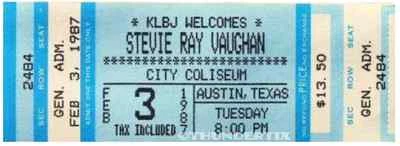 7 1986-89 STEVIE RAY VAUGHAN FULL UNUSED CONCERT TICKETS  scrapbooking reprint - Image 1 of 4