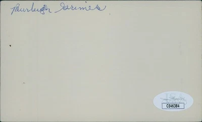 Burleigh Grimes Brooklyn Dodgers Signed 3x5 Index Card JSA Authenticated - Image 1 of 2