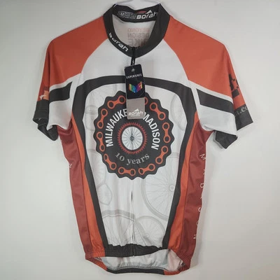 全新带标签 Borah Milwaukee Madison 全拉链骑行服男式 M 码短袖 — 第 1/4 张图片