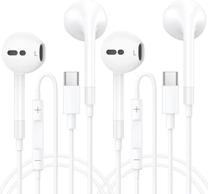 USB C Kopfhörer Ohrhörer für Apple iPhone 17 16 15 Pro Max, plus kabelgebunden - 2er Pack - Bild 1 von 7