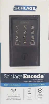 Cerrojo inteligente Schlage Encode con borde Century en negro mate #BE489WBCEN622 Foto 1 de 2