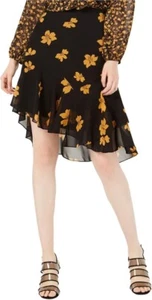 Bar III Women's Floral Asymmetrical Tiered Above Knee Skirt Black Size X-Large - Picture 1 of 4