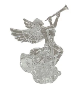 Acrylic Angel w/Trumpet Christmas Tree Topper 9.5"H Figure - Picture 1 of 5