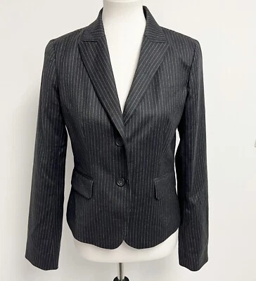 J.CREW Grey Pin Striped 100% Wool Classic Blazer Jacket Sz 8 - Image 1 of 4