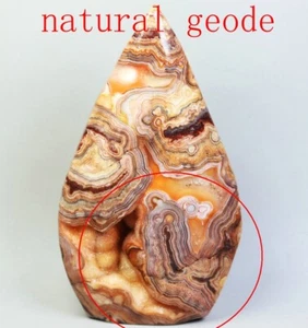 Naturgeode! Mexikanischer Crazy Lace Achat Quarz Kristall Freiform Aufsteller Reiki - Bild 1 von 12