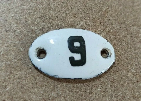 Vintage Enamel Sign Number 9 6 White House Door Plate Metal Porcelain Tin Retro Cover