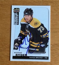 Michael  Ryder Bruins Signed Autograph 2008-09 Collectors Choice Hockey Card