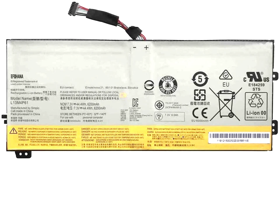 121500252 Lenovo Main Battery 44.4Wh 7.3 V 6A 4C For Thinkpad Edge 15 80H1 80K9 - Image 1 of 4
