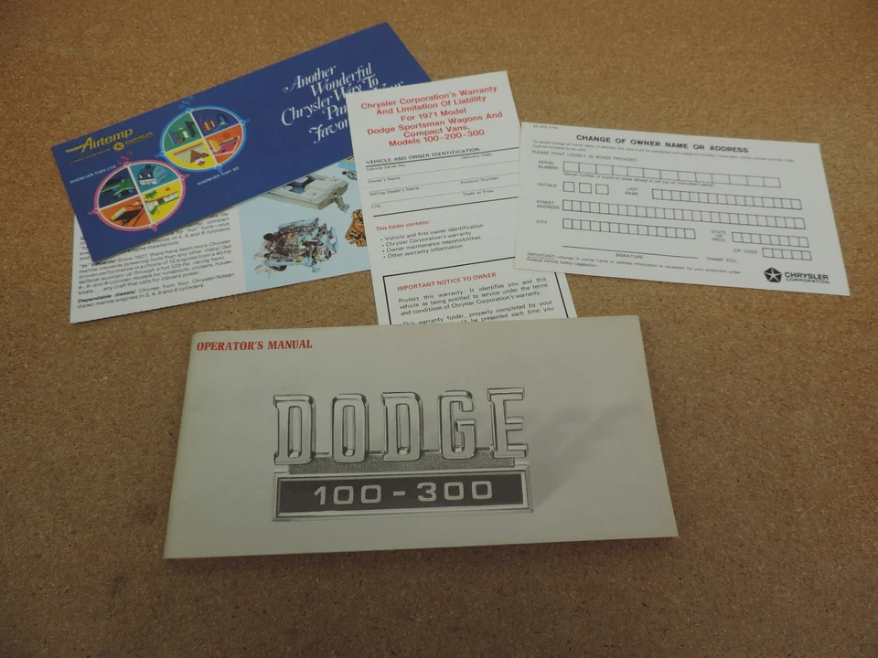 Dodge Pickup Truck 100 200 300 D 1971 W manual del propietario original Foto 1 de 4