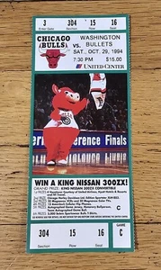 Chicago Bulls 1994 Ticket Stub Bulls Vs. Washington Bullets Full Ticket Oct 29th - Picture 1 of 3