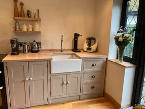 Standalone Belfast Sink/Appliance Unit With Limed Oak Worktop-painted in choice. - Picture 1 of 3