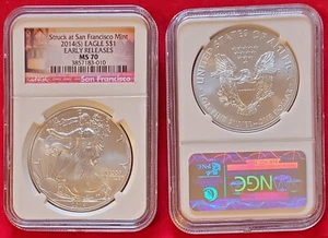 2014(S) Silver Eagle S$1 NGC MS70 ER Struck at San Fran SF Special Label (010) - Picture 1 of 2