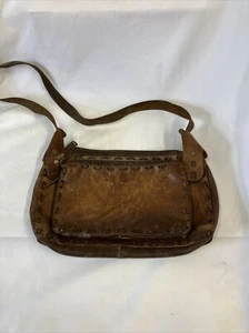 Vintage 1970s tooled leather SHOULDER BAG Purse HAND MADE MEXICO PURCHASED NEW - Picture 1 of 15