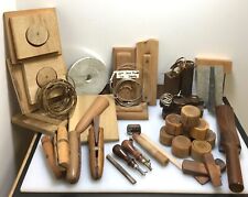 Large Lot of Primitive / Antique Leather Working tools (Gesswein & Lignum Vitae)