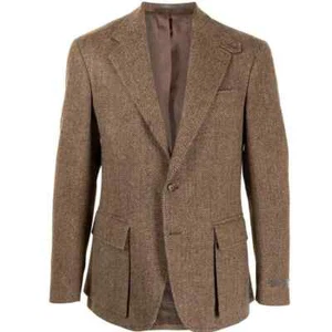 Elegant Men Suit Men's Herringbone Jacket Business Casual Single Breasted Blazer - Picture 1 of 31