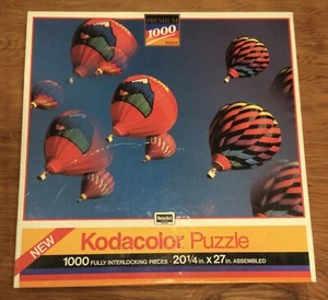 Unopened Kodacolor Jigsaw Puzzle Hot Air Balloons 1000 Pcs Rose Art 1989 Rainbow - Picture 1 of 7