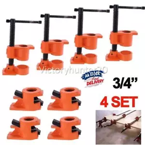 4 Pcs 3/4'' Gluing Pipe Clamp Heavy Duty WOODWORKING VICE TOOLS Wide Protect Pad - Picture 1 of 11