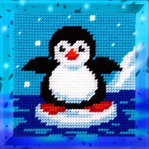 DIY Nadelspitze/Gobelin Kit "Pinguin" 5,9"x5,9", Bambini - Bild 1 von 3