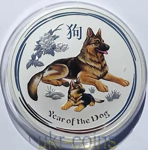 2018 Australia $10 Lunar II Year of the Dog 10 Oz BU Silver Colored Coin - Picture 1 of 5