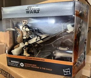 Star Wars Black Series Mandalorian Speeder Bike Scout Trooper and The Child NIB - Picture 1 of 3