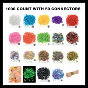 1000 Loom Hair Braid Bracelet Rubber Band Refill + 50 Connectors {Choose Color} - Picture 1 of 43