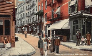 Postal NY: escena callejera en Chinatown, Nueva York, DB, 1910 sin publicar - Imagen 1 de 2