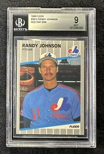 1989 Fleer #381 RANDY JOHNSON BGS 9 (MINT) - Montreal Expos - Red Tint; RC - HOF - Picture 1 of 2
