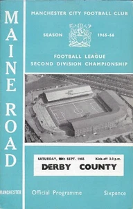 Manchester City V Derby County 25th September 1965 Division 1 - Picture 1 of 1