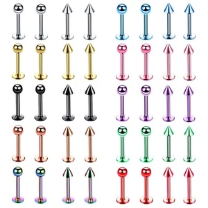 Flat Back Stainless Steel Tragus Helix Cartilage Bar Stud Earrings Labret Monroe - Picture 1 of 25